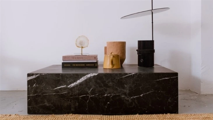 Nero Marquina Marble Block Coffee Table