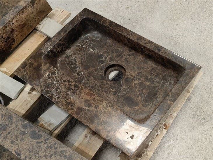 Luxury Rectangle Brown Marble Washbasin